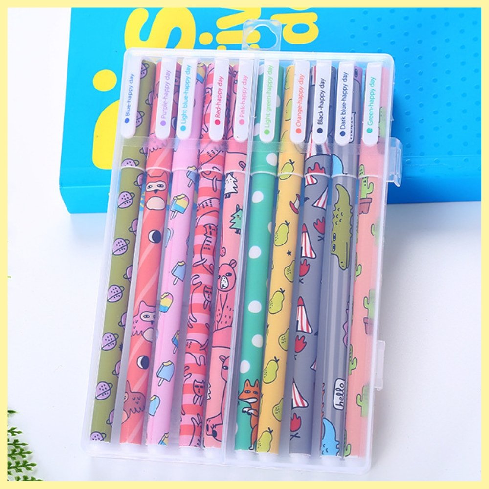 10 colour pen set forest animals