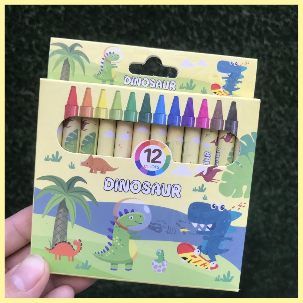 dino theme 12 colour kids crayon