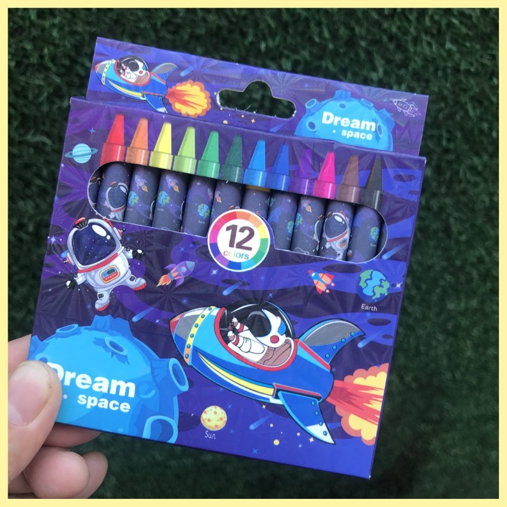 space theme 12 colour crayon for kids