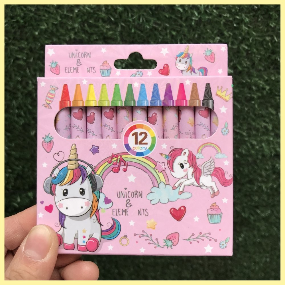unicorn theme 12 colour kids crayon