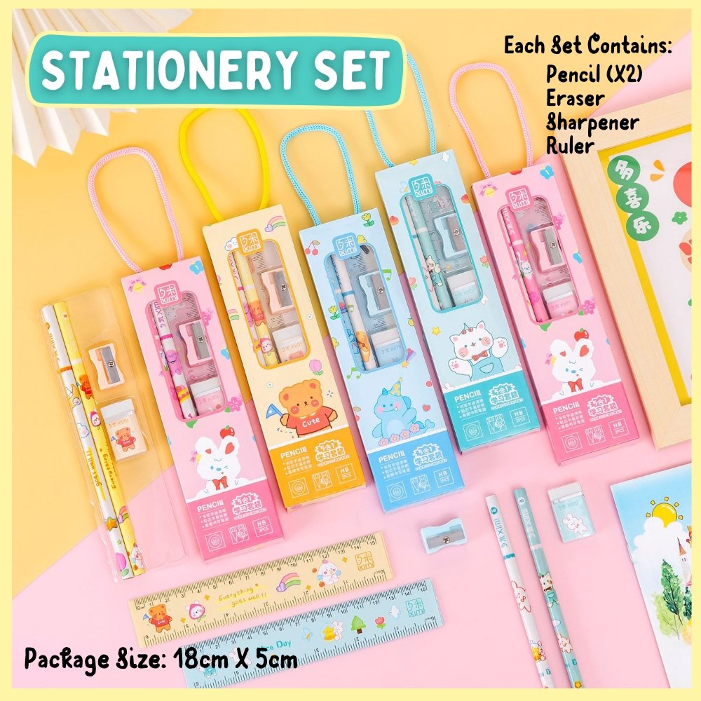 Stationery Set with pencil eraser sharpener and ruler