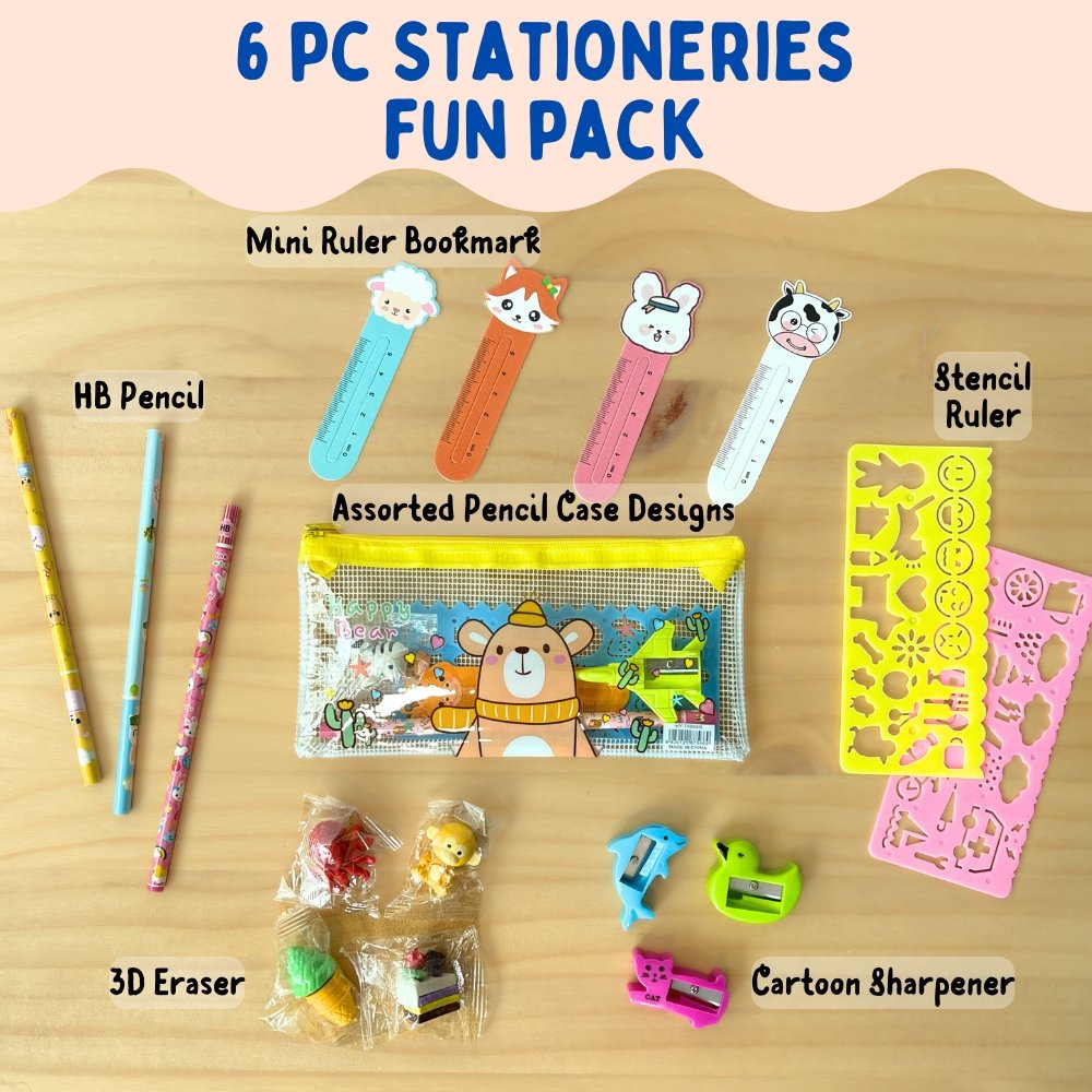 childrens 6 pc stationeries fun pack