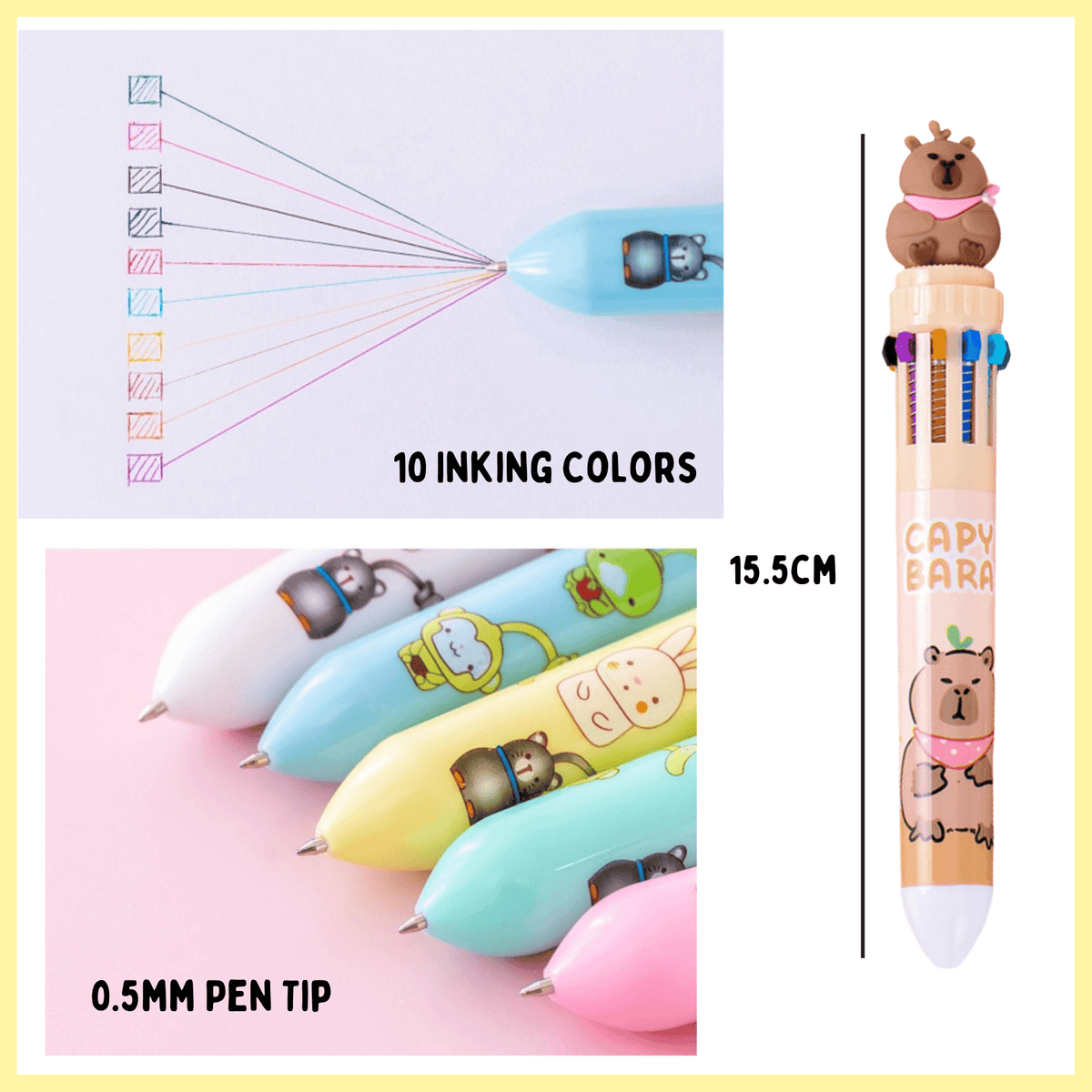 Cartoon 10-Color Click Pen