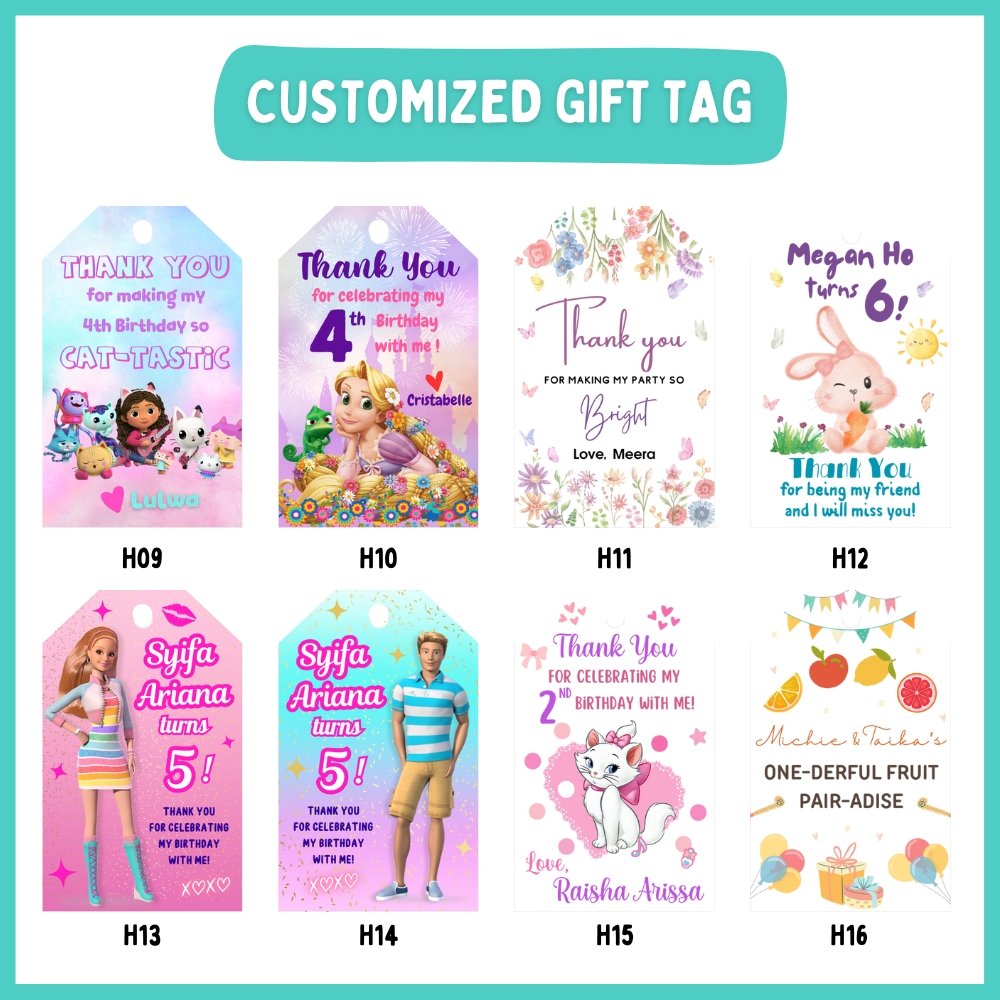 Customised birthday tags