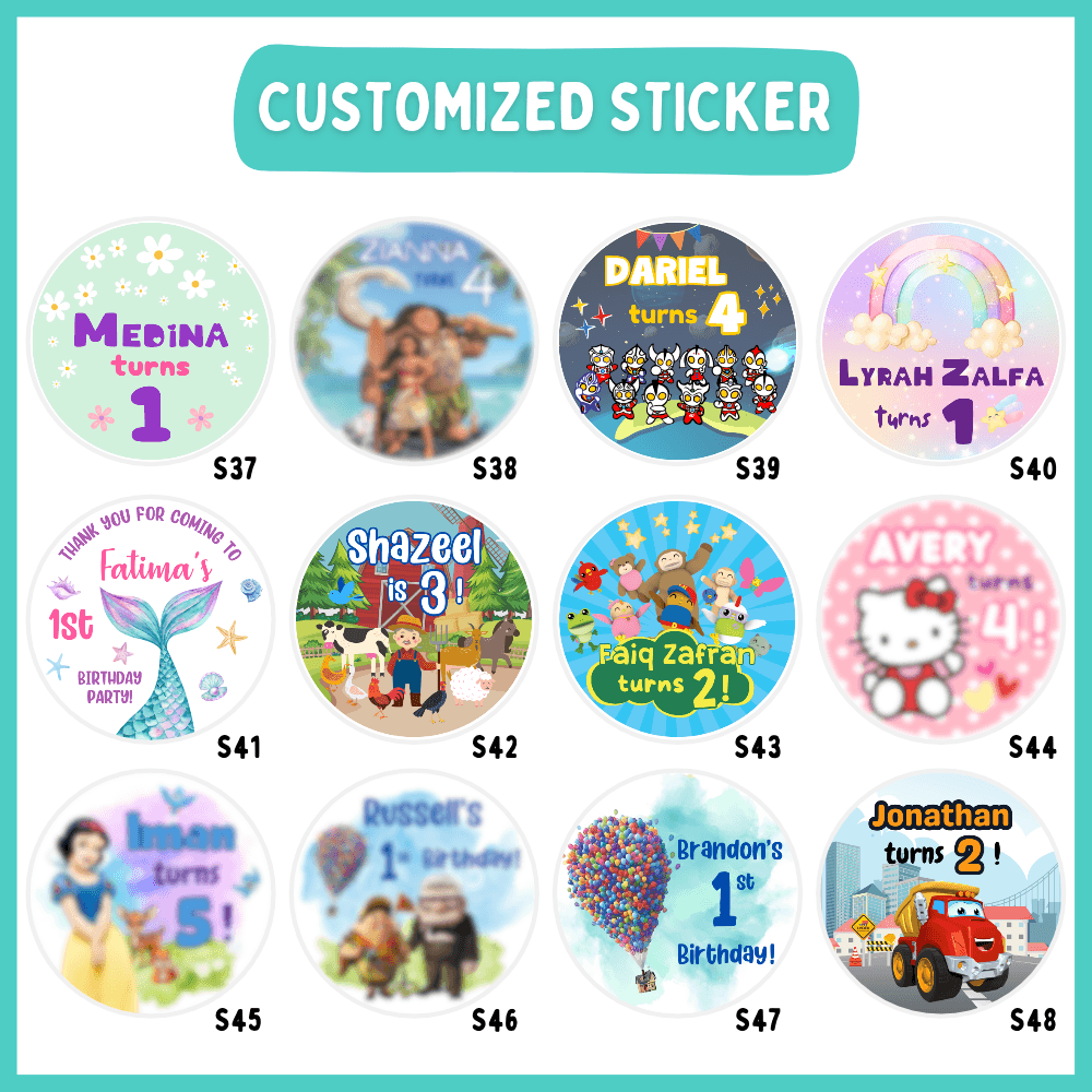 Personalised party stickers for kids&