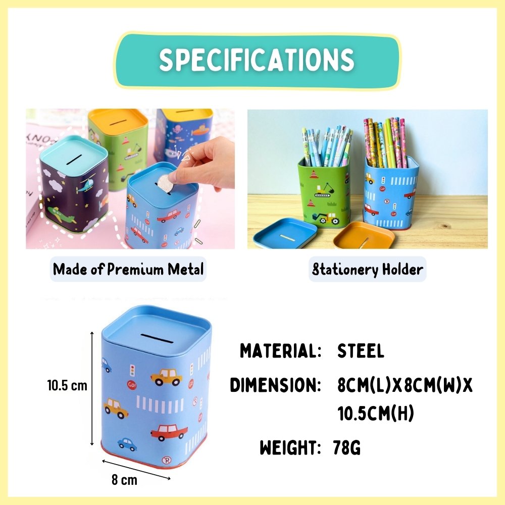 Transport Theme Coin Box & Stationery Holder
