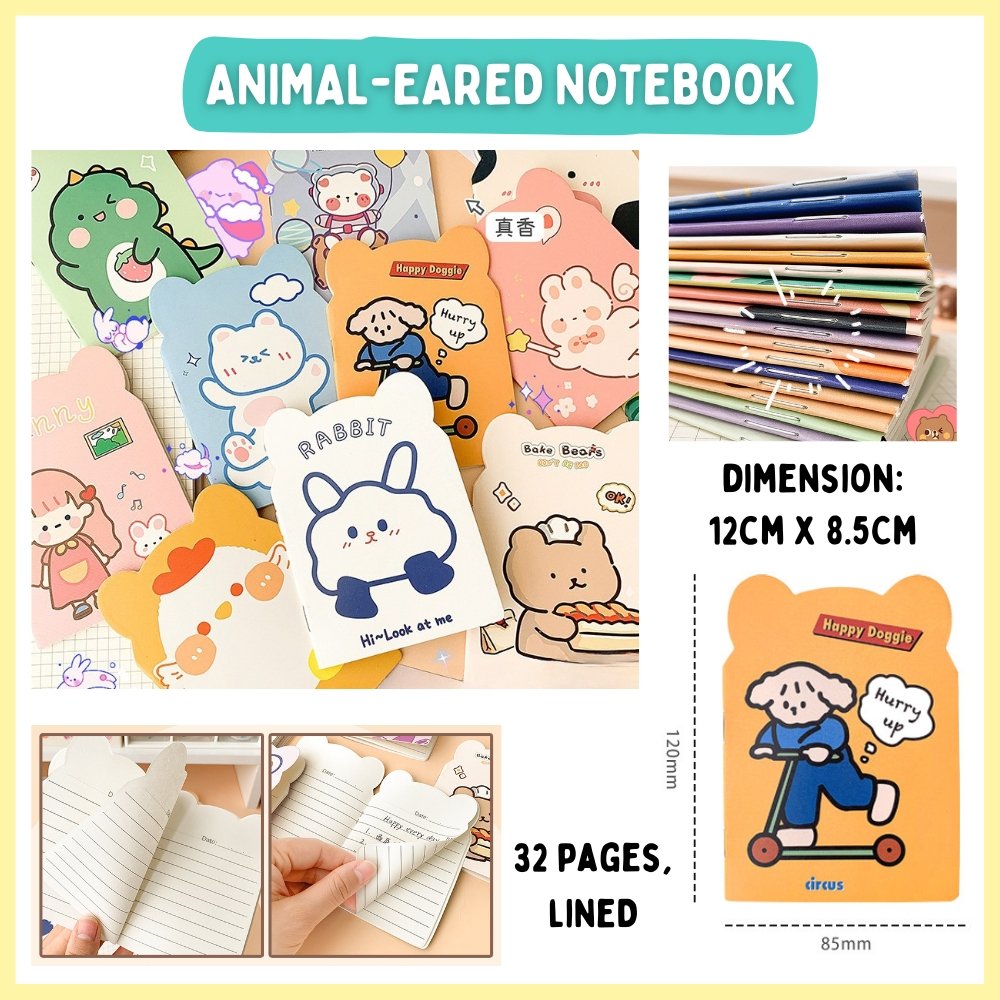 cute animal design eared notebook