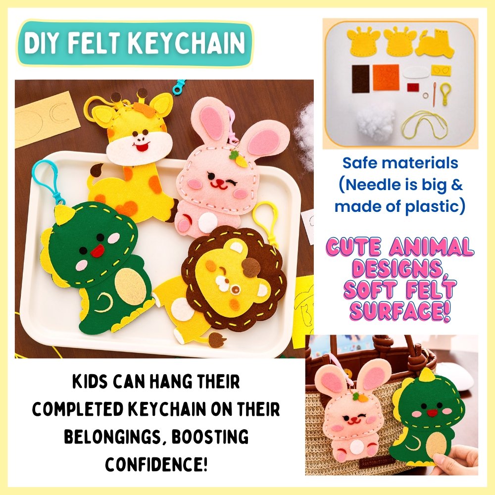 diy felt keychains with cute animal designs