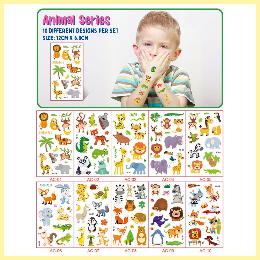 kids temporary tattoo animals
