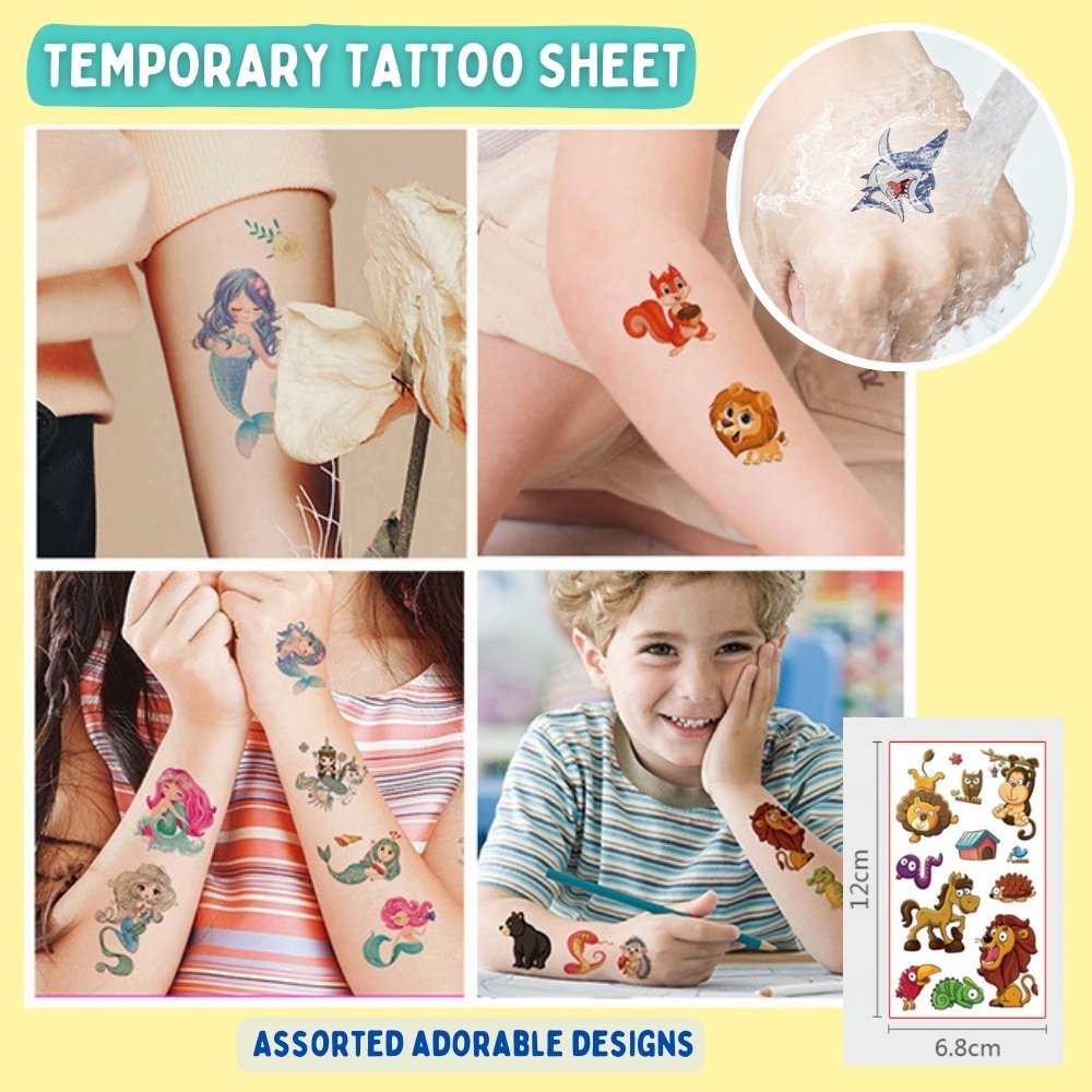 cartoon temporary tattoo sheets