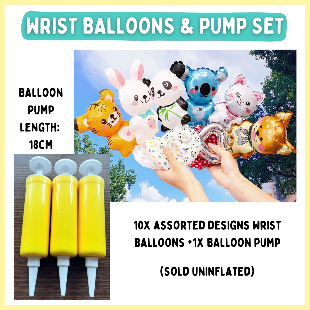 colorful cartoon animal designs wrist balloons with pump set