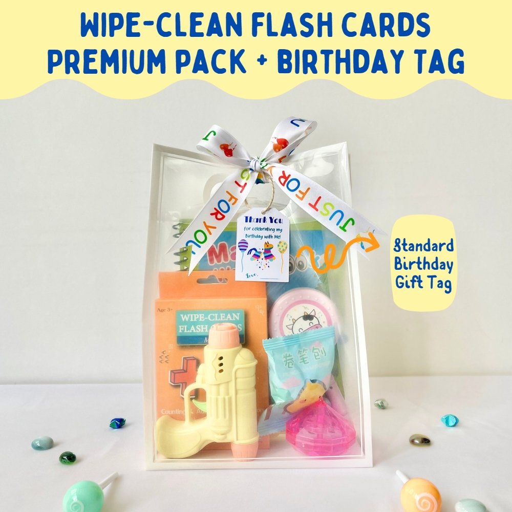 wipe clean flash cards pack with birthday gift tag