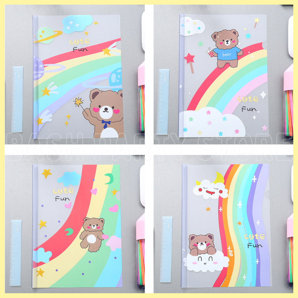 A4-sized clip files with cute cartoon design