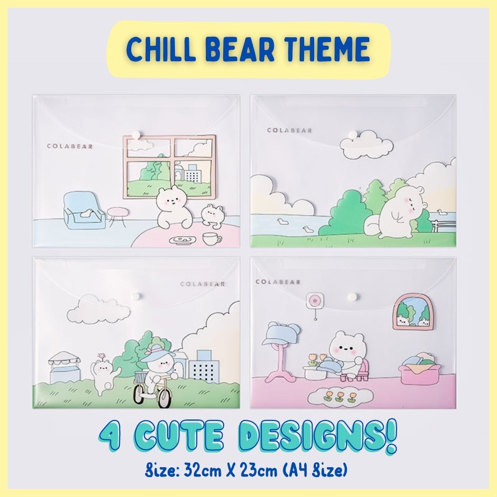 Chill Bear A4 Snap Button Folder