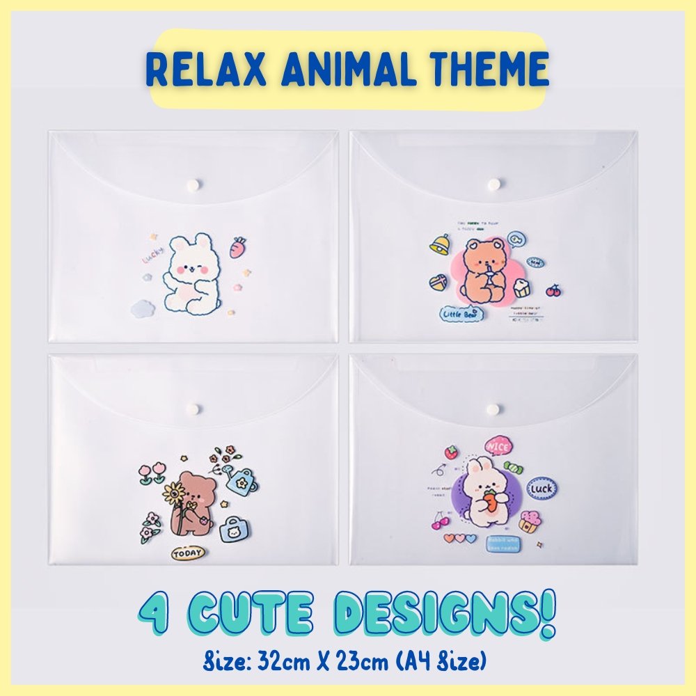 Relax Animal A4 Snap Button Folder