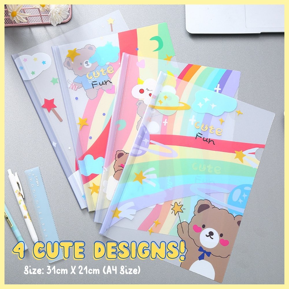 A4-sized clip files with cute bear designs