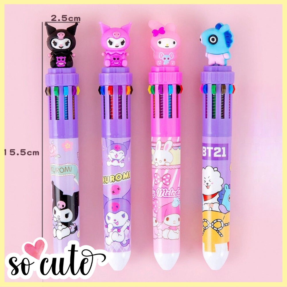 Cartoon 10-Color Click Pen