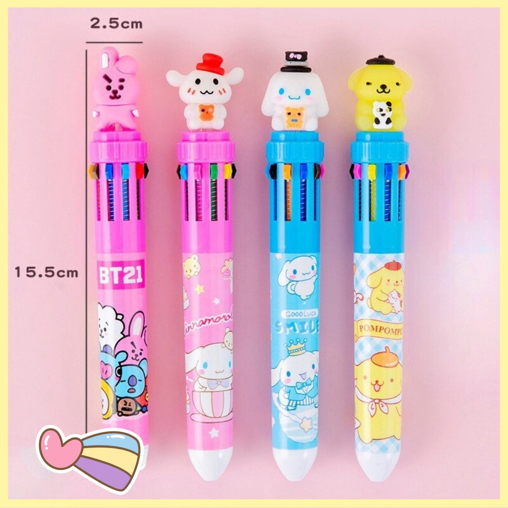 Cartoon 10-Color Click Pen