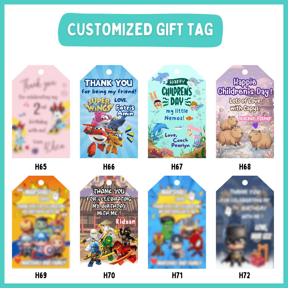 Customised thank you tags for children&