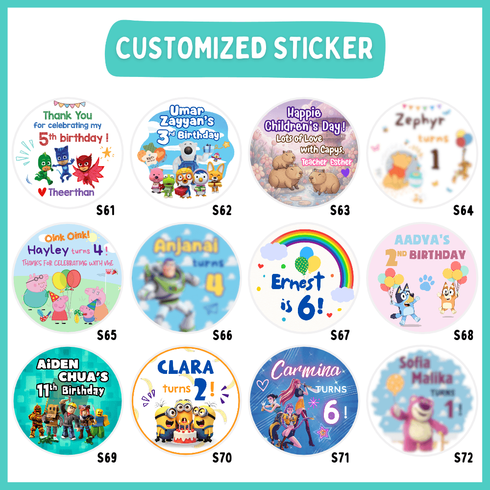 Waterproof glossy personalised stickers for children&