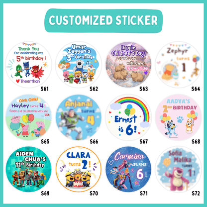 Waterproof glossy personalised stickers for children&
