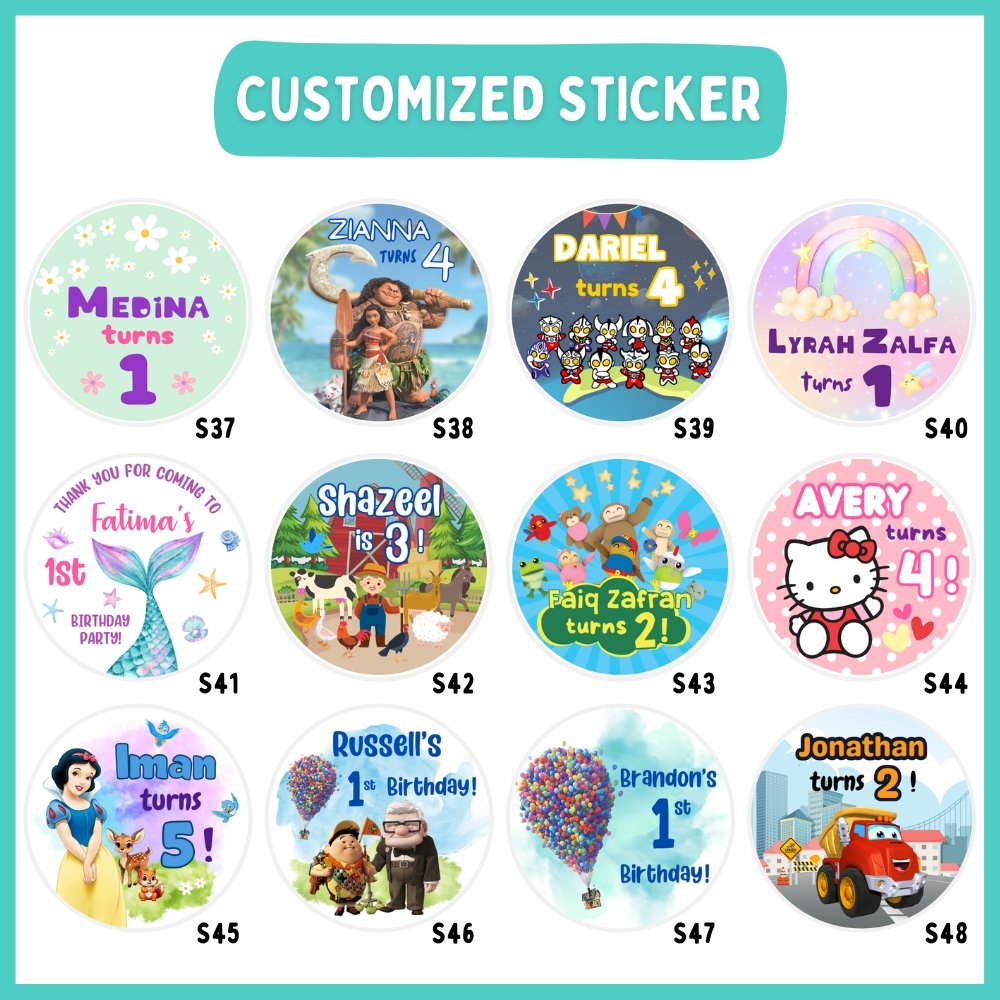 Customised Sticker – Bash Party Store