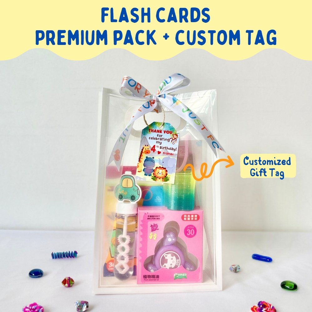 flash cards goodie bag with customized sticker