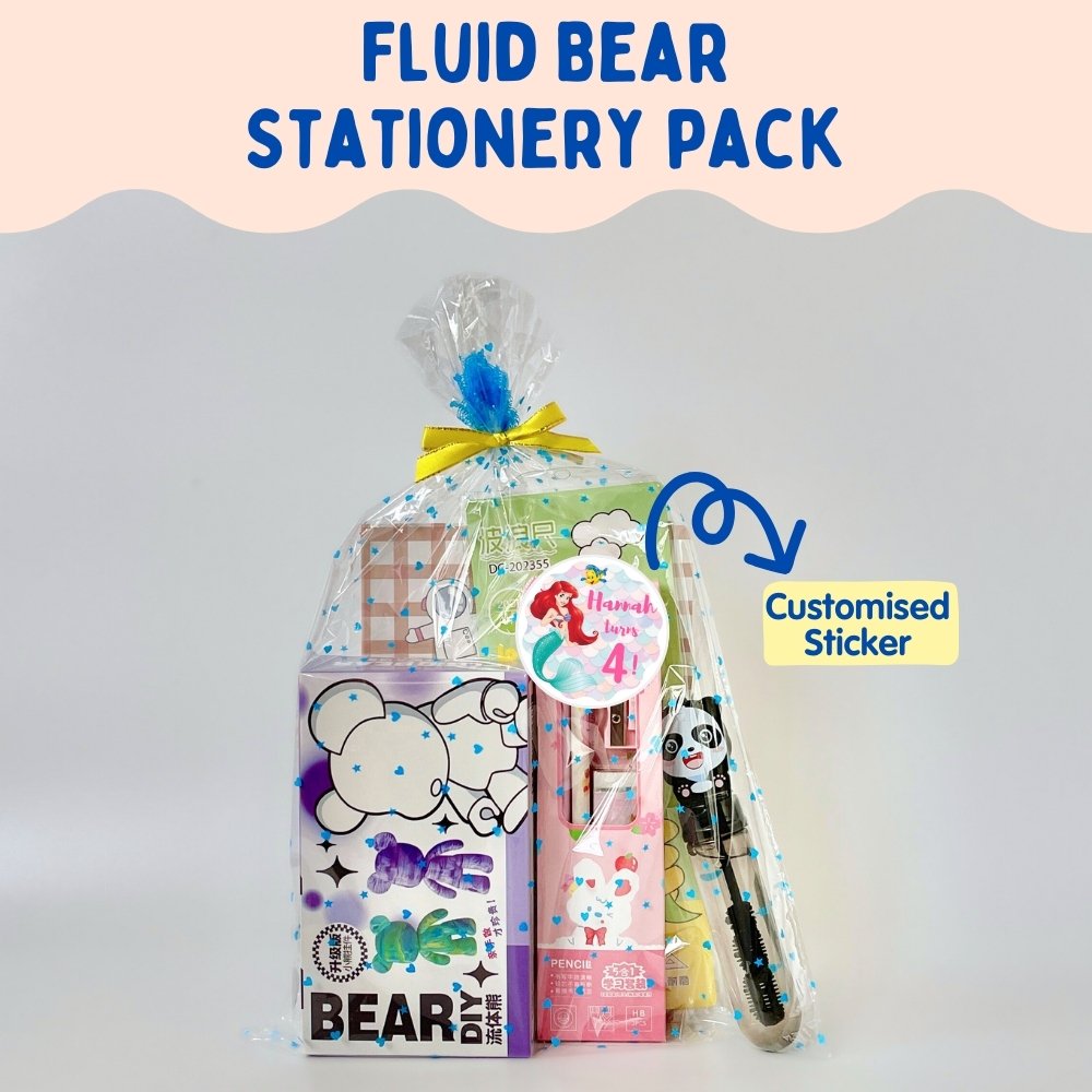 fluid bear stationery pack with customised sticker