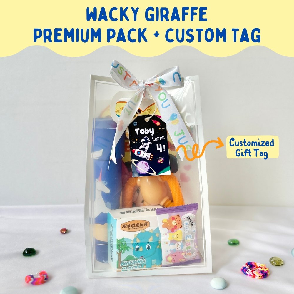 wacky giraffe with custom tag